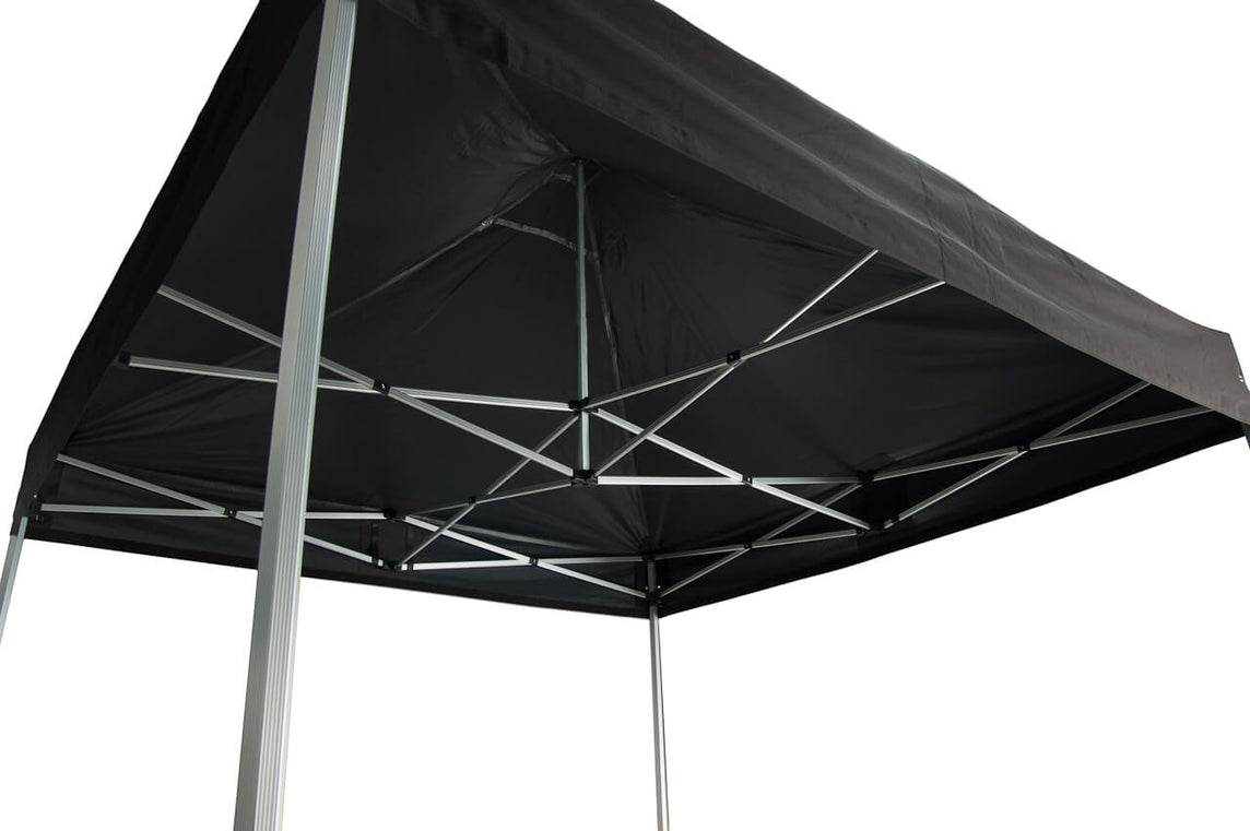 Faltpavillon 3x3 m – STORM Faltzelt – 45 mm Sechskant-Aluminium STORM45 Serie / 320g/m² Oxford-Polyester / Schwarz