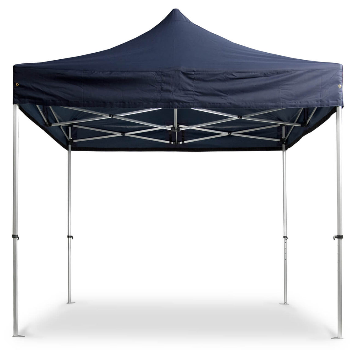 Faltpavillon 2x2 m – STORM Faltzelt – 45 mm Sechskant-Aluminium STORM45 Serie / 350g/m²-Vollbedruckung Oxford-Polyester, B1 schwer entflammbar nach DIN 4102-1 / Navyblau