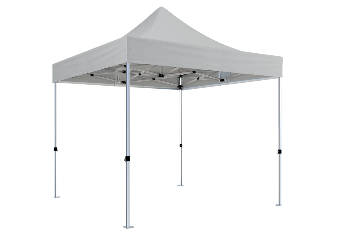 Faltpavillon 3x3 m – STORM Faltzelt – 45 mm Sechskant-Aluminium STORM45 Serie / 320g/m² Oxford-Polyester / Grau – 1