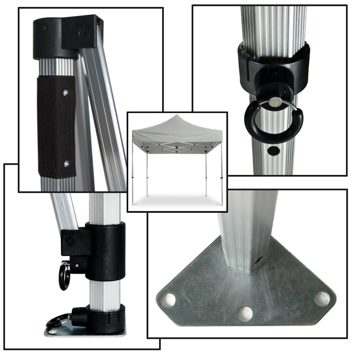 Faltpavillon 3x3 m – STORM Faltzelt – 45 mm Sechskant-Aluminium STORM45 Serie / 230g/m²-Vollbedruckung Oxford-Polyester / Grau