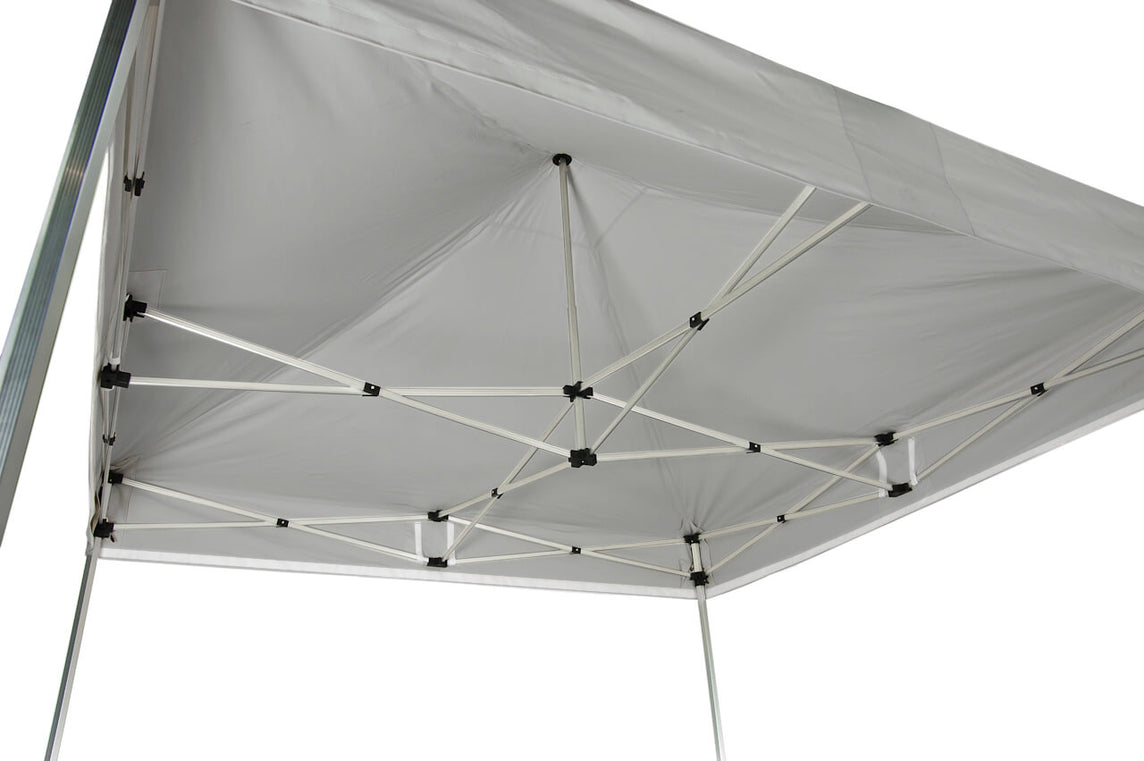Faltpavillon 3x3 m – STORM Faltzelt – 45 mm Sechskant-Aluminium STORM45 Serie / 230g/m²-Vollbedruckung Oxford-Polyester / Grau