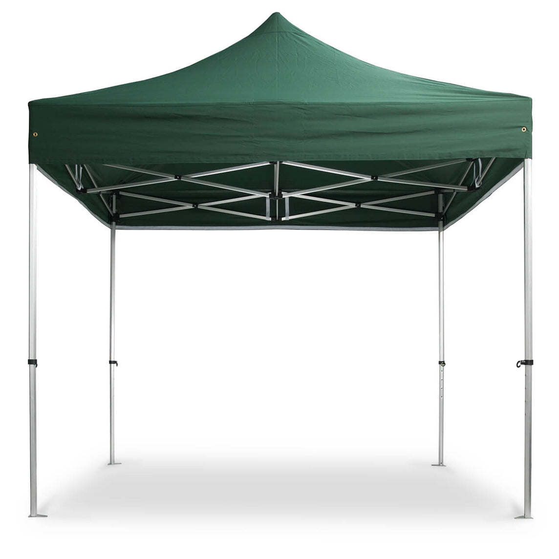 Faltpavillon 2x2 m – STORM Faltzelt – 45 mm Sechskant-Aluminium STORM45 Serie / 350g/m²-Vollbedruckung Oxford-Polyester, B1 schwer entflammbar nach DIN 4102-1 / Grün