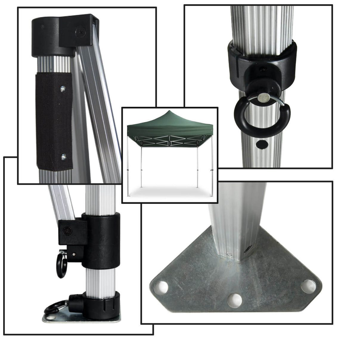 Faltpavillon 2x2 m – STORM Faltzelt – 45 mm Sechskant-Aluminium STORM45 Serie / 350g/m²-Vollbedruckung Oxford-Polyester, B1 schwer entflammbar nach DIN 4102-1 / Grün
