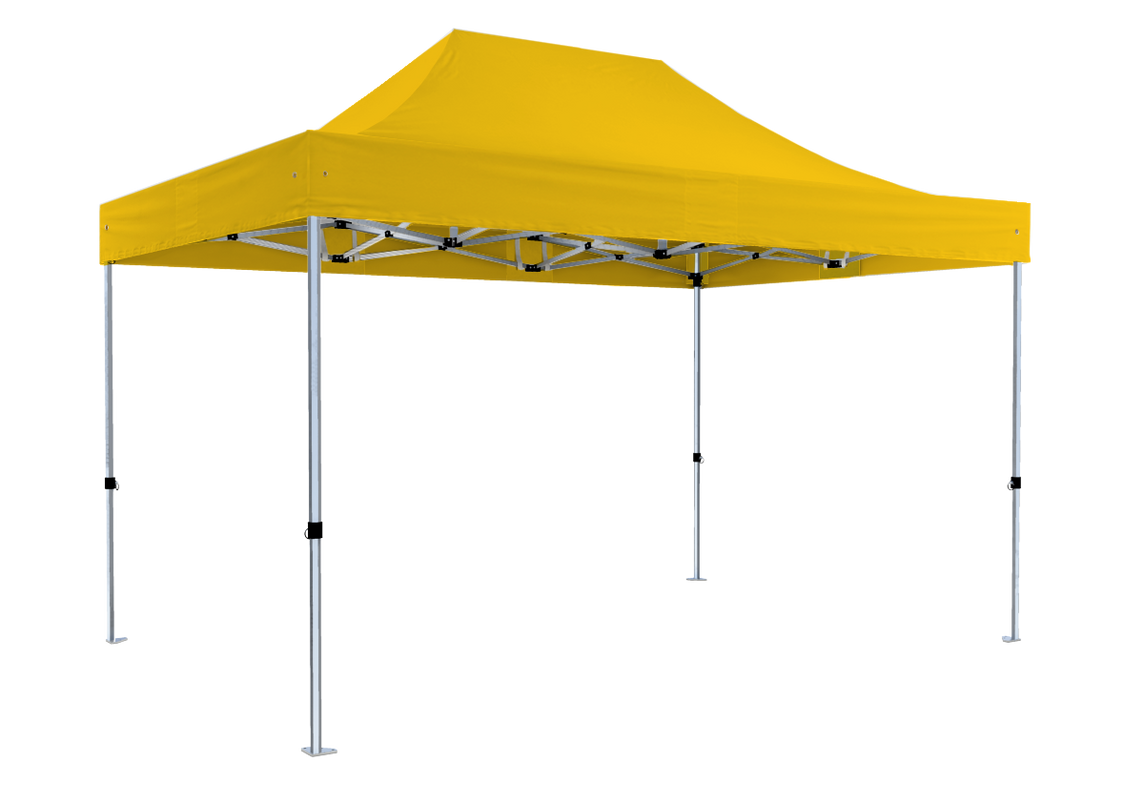 Faltpavillon 3x4,5 m - STORM Faltzelt – 45 mm Sechskant-Aluminium STORM45 Serie / 320g/m² Oxford-Polyester / Gelb – 1