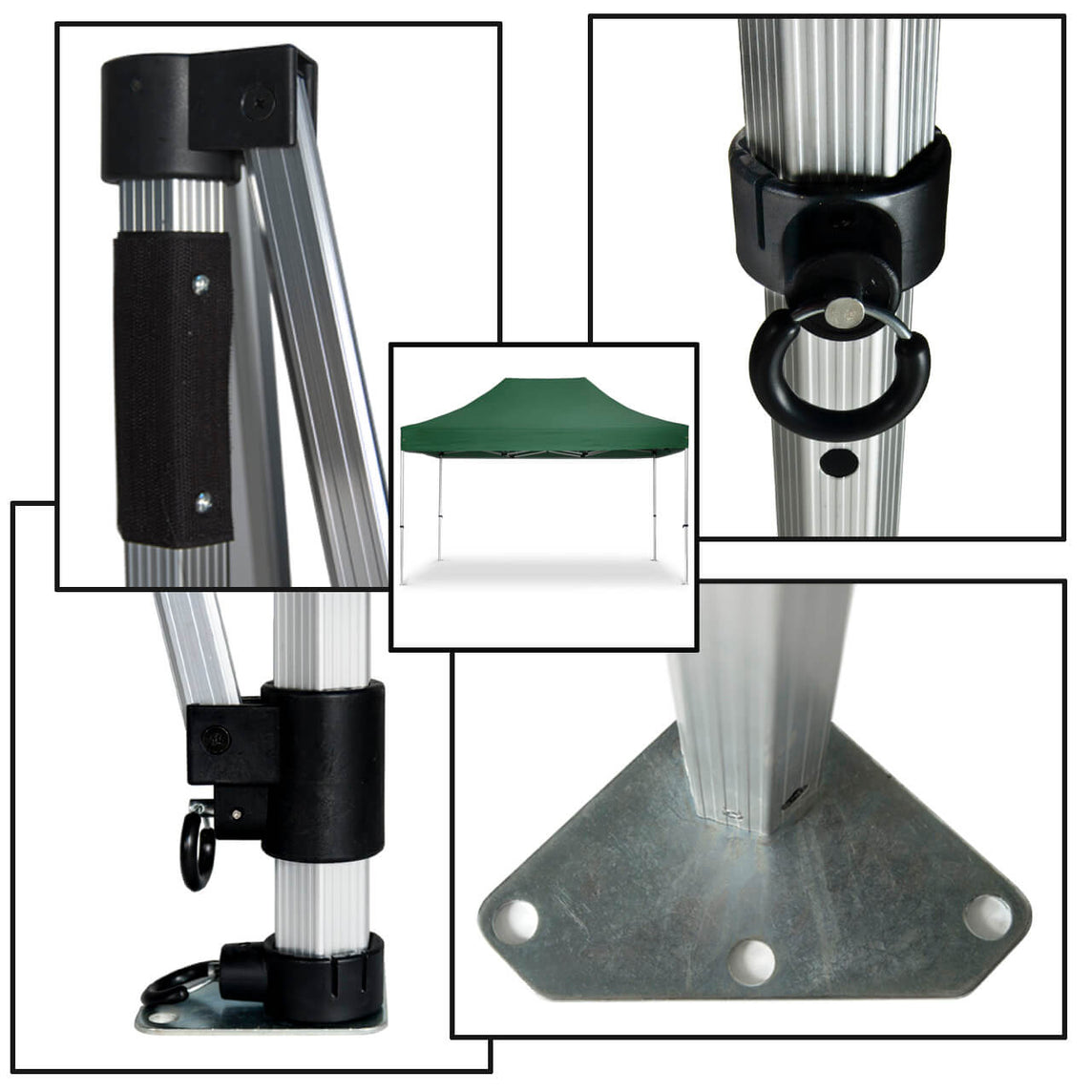 Faltpavillon 3x4,5 m - STORM Faltzelt – 45 mm Sechskant-Aluminium STORM45 Serie / 230g/m²-Vollbedruckung Oxford-Polyester / Grün