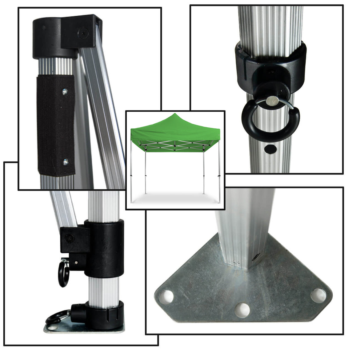 Faltpavillon 3x3 m – STORM Faltzelt – 45 mm Sechskant-Aluminium STORM45 Serie / 320g/m² Oxford-Polyester / Lime