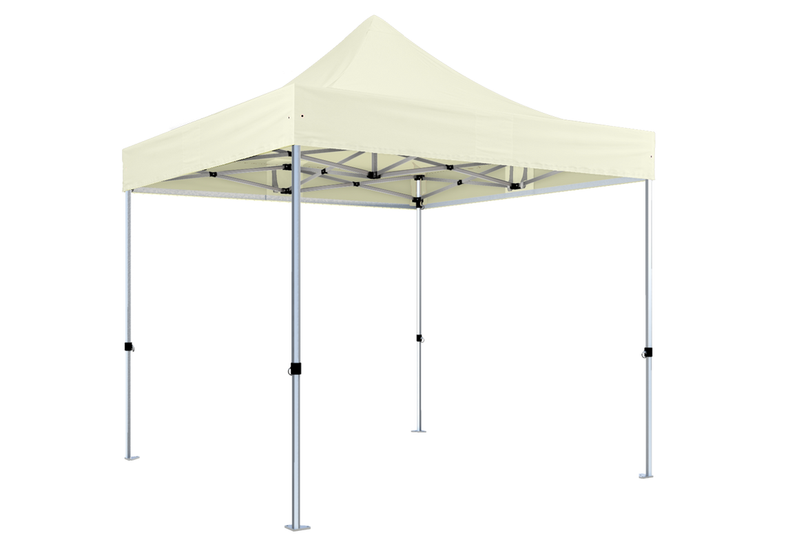 Faltpavillon 2x2 m – STORM Faltzelt – 45 mm Sechskant-Aluminium STORM45 Serie / 320g/m² Oxford-Polyester / Beige – 1