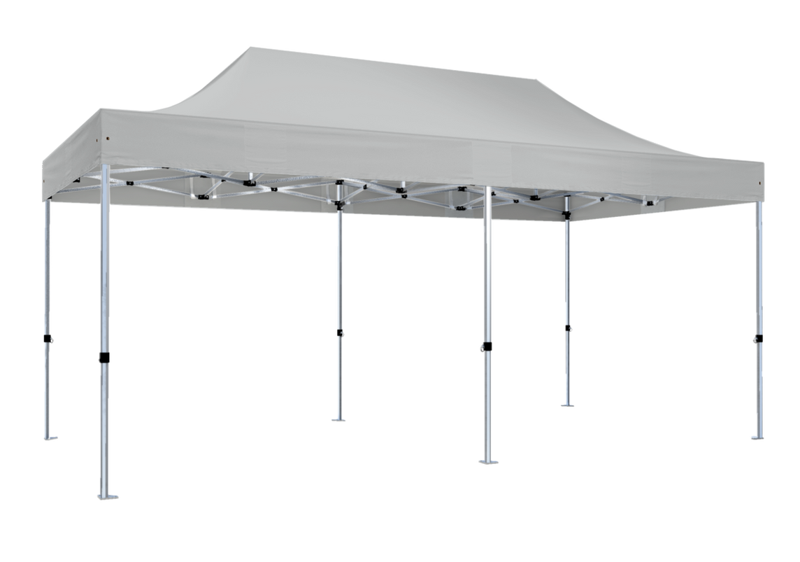 Faltpavillon 3x6 m - STORM Faltzelt – 45 mm Sechskant-Aluminium STORM45 Serie / 320g/m² Oxford-Polyester / Grau – 1