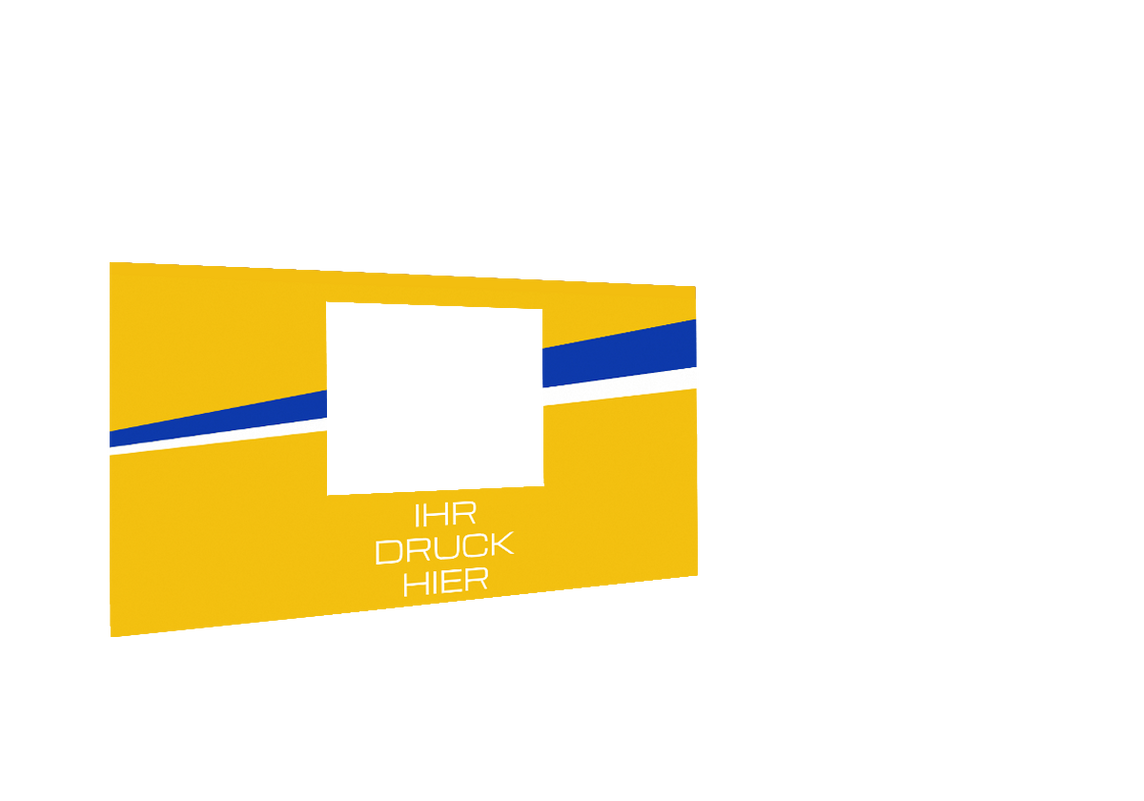 Hintere Seitenwand bedruckt und B1-zertifiziert mit Fenster für Stormtent 3x4,5 m Gelb in 320g/m²