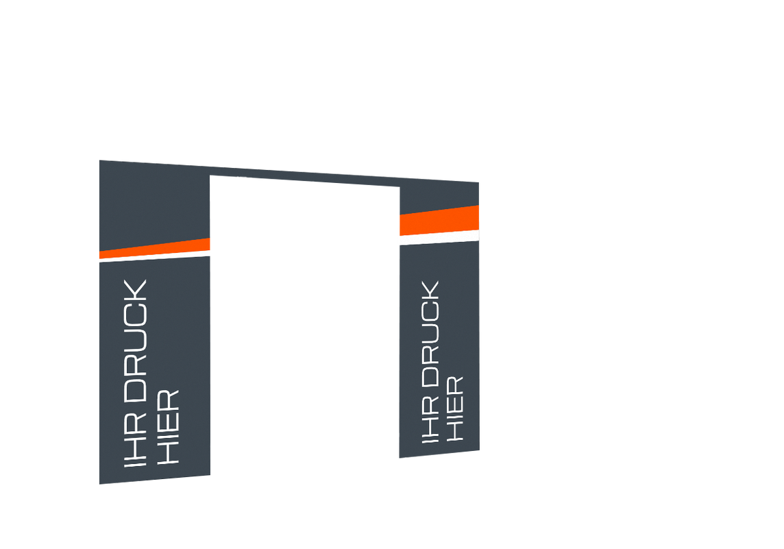 Vordere Seitenwand bedruckt und B1-zertifiziert mit Tür für Stormtent 3x6 m Anthrazit in 320g/m²