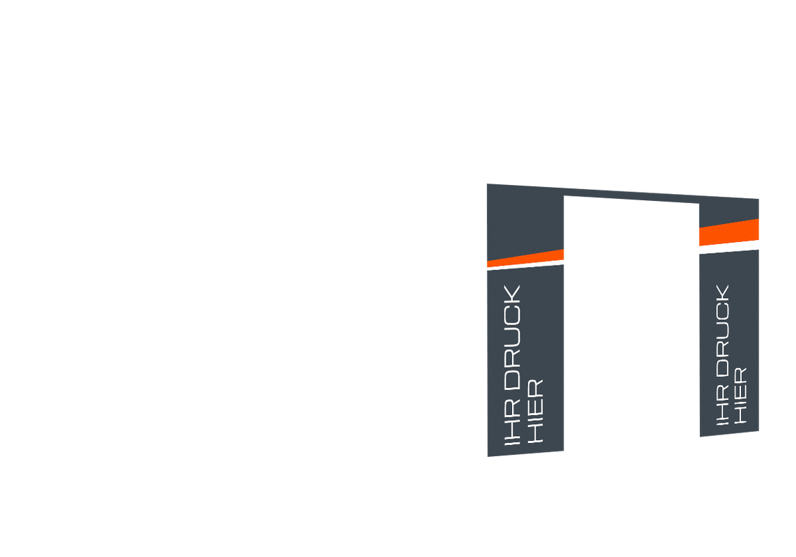 Zweite vordere Seitenwand bedruckt und B1-zertifiziert mit Tür für Stormtent 3x6 m Anthrazit in 320g/m²