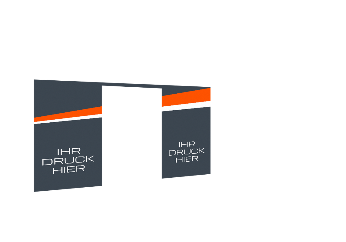Hintere Seitenwand bedruckt und B1-zertifiziert mit Tür für Stormtent 3x4,5 m Anthrazit in 320g/m²