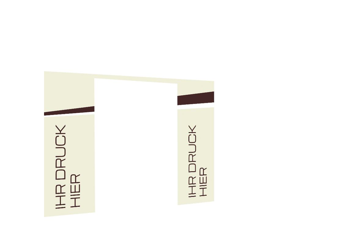 Vordere Seitenwand bedruckt und B1-zertifiziert mit Tür für Stormtent 3x6 m Beige in 320g/m²