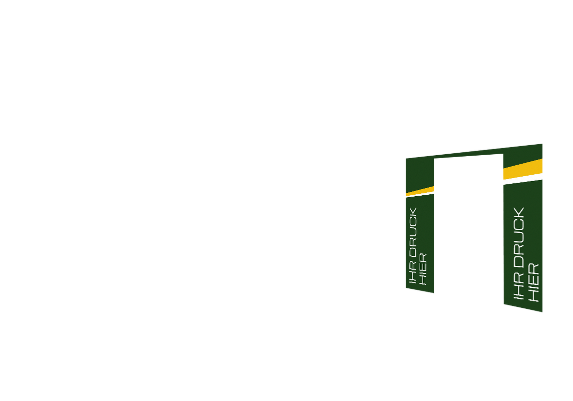 Rechte Seitenwand bedruckt und B1-zertifiziert mit Tür für Stormtent 3x6 m Grün in 320g/m²