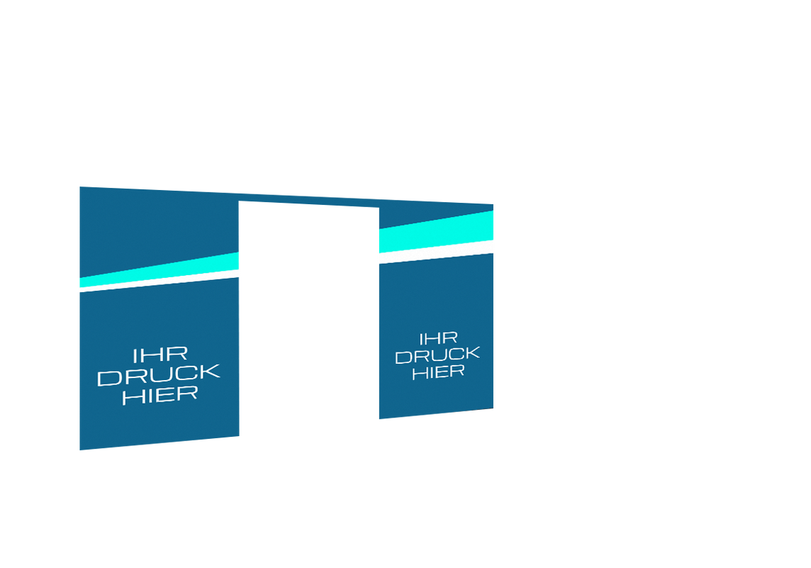 Hintere Seitenwand bedruckt und B1-zertifiziert mit Tür für Stormtent 3x4,5 m Himmelblau in 320g/m²