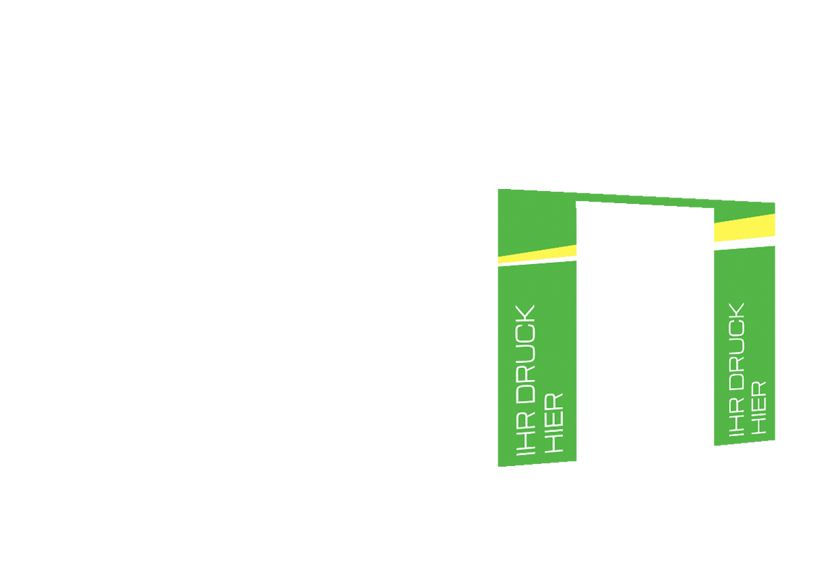 Zweite vordere Seitenwand bedruckt und B1-zertifiziert mit Tür für Stormtent 3x6 m Lime in 320g/m²