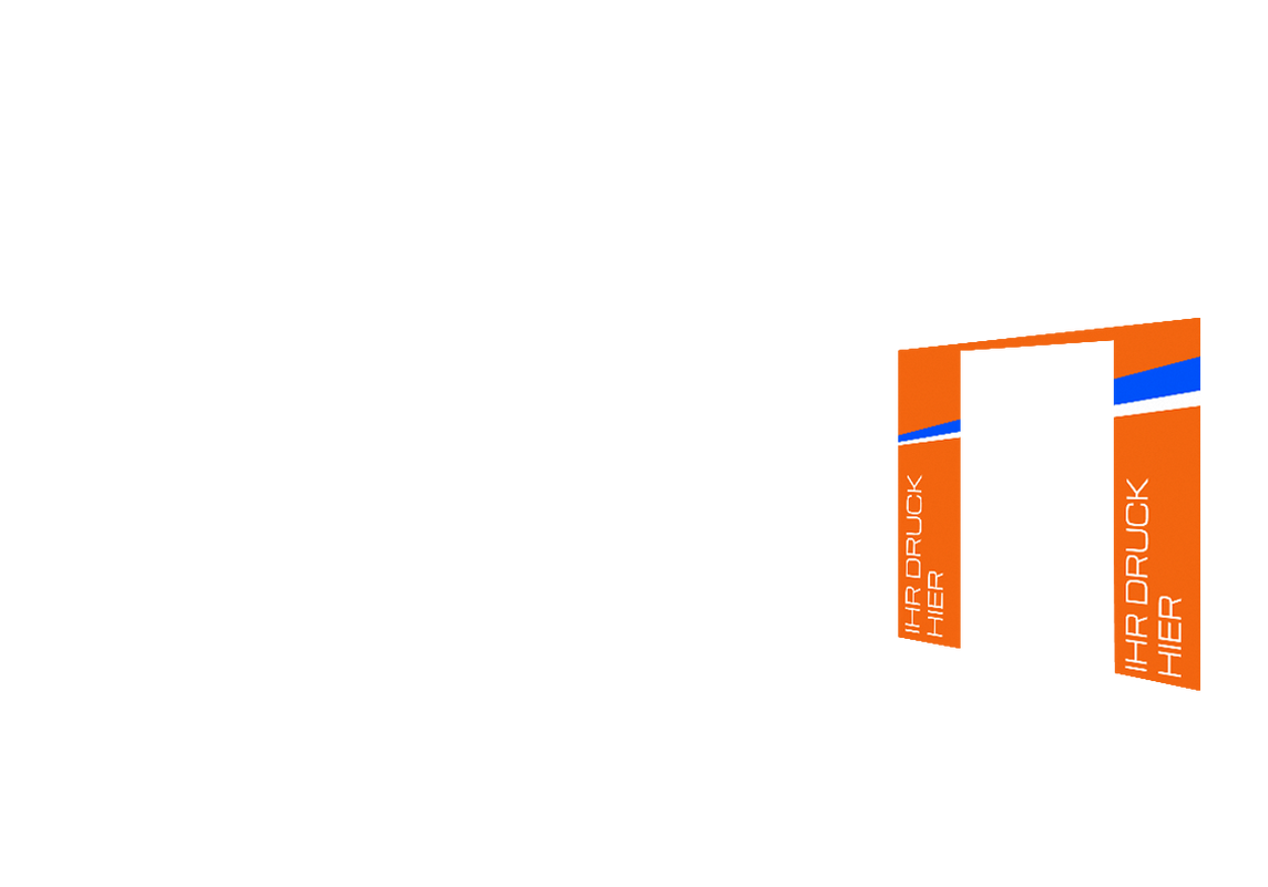 Rechte Seitenwand bedruckt und B1-zertifiziert mit Tür für Stormtent 3x6 m Orange in 320g/m²