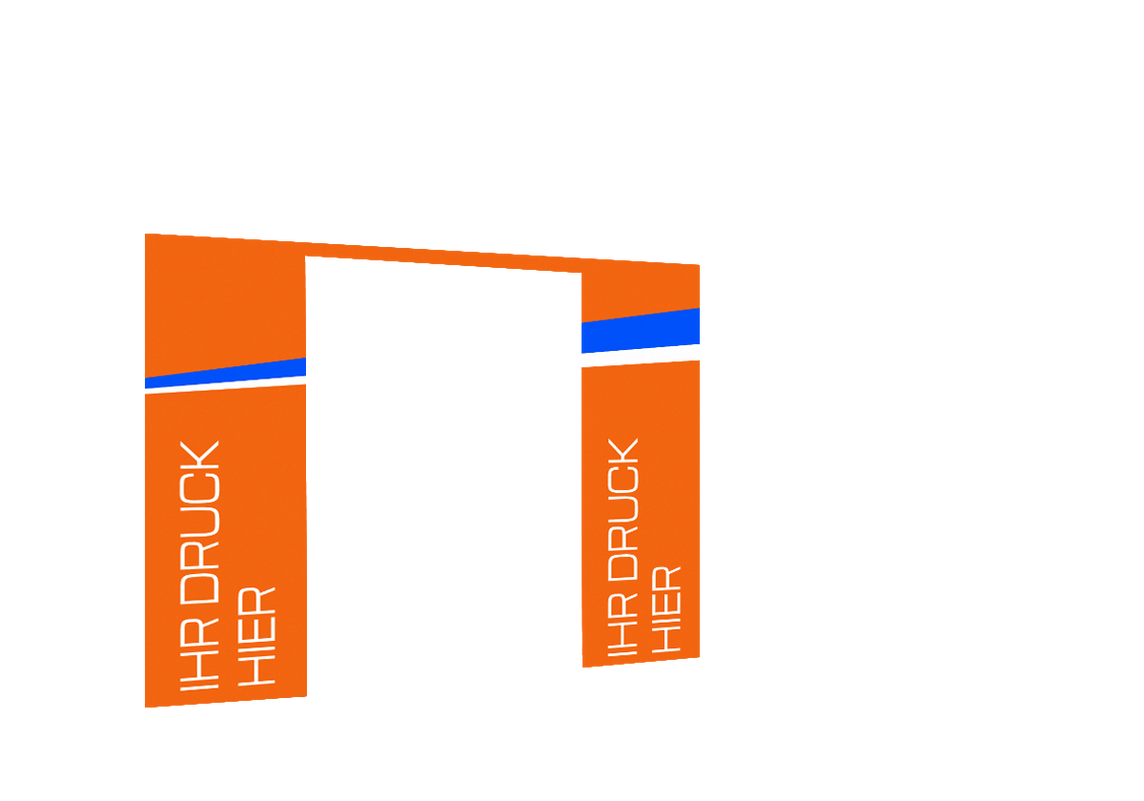 Vordere Seitenwand bedruckt und B1-zertifiziert mit Tür für Stormtent 3x6 m Orange in 320g/m²