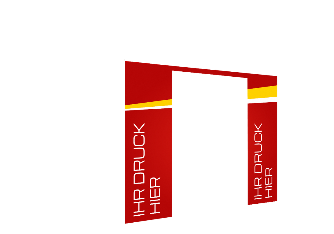 Vordere Seitenwand bedruckt und B1-zertifiziert mit Tür für Stormtent 2x2 m Rot in 320g/m²