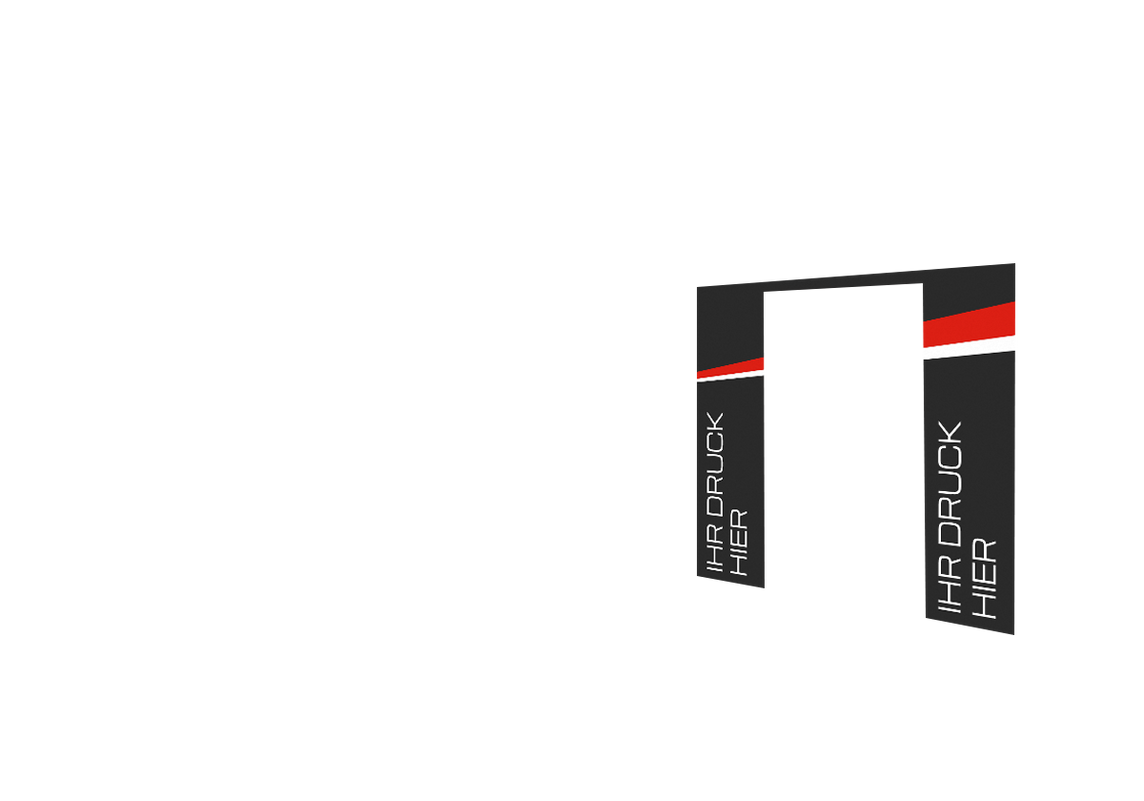 Rechte Seitenwand bedruckt und B1-zertifiziert mit Tür für Stormtent 3x4,5 m Schwarz in 320g/m²
