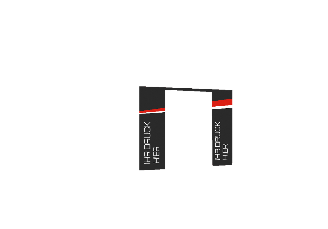 Zweite hintere Seitenwand bedruckt und B1-zertifiziert mit Tür für Stormtent 3x6 m Schwarz in 320g/m²