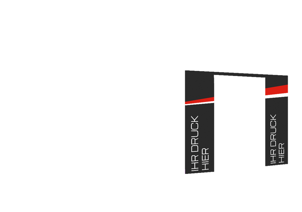 Zweite vordere Seitenwand bedruckt und B1-zertifiziert mit Tür für Stormtent 3x6 m Schwarz in 320g/m²