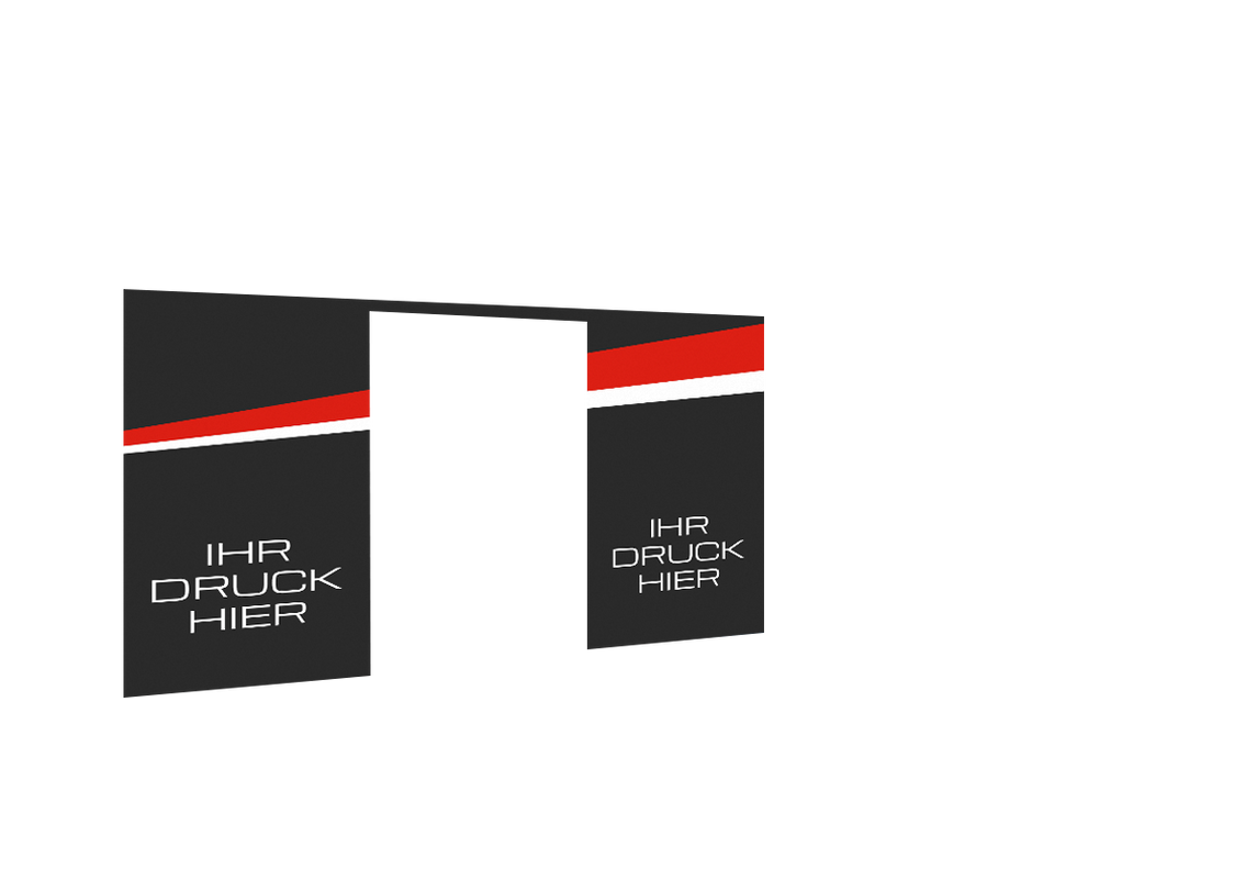 Hintere Seitenwand bedruckt und B1-zertifiziert mit Tür für Stormtent 3x4,5 m Schwarz in 320g/m²