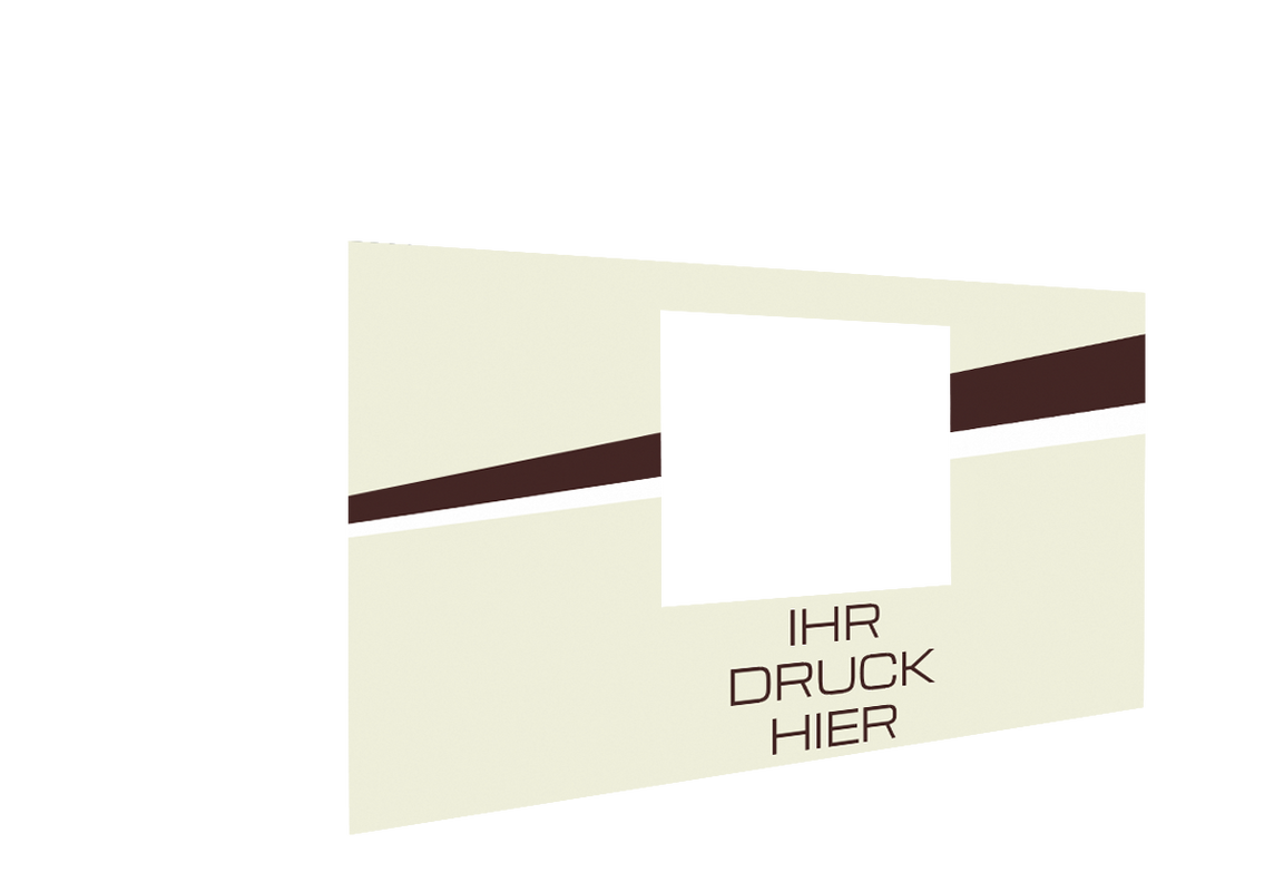 Vordere Seitenwand bedruckt mit Fenster für Stormtent 2x3 m Beige in 320g/m²