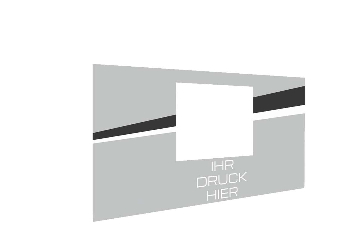 Vordere Seitenwand bedruckt mit Fenster für Stormtent 3x4,5 m Grau in 320g/m²