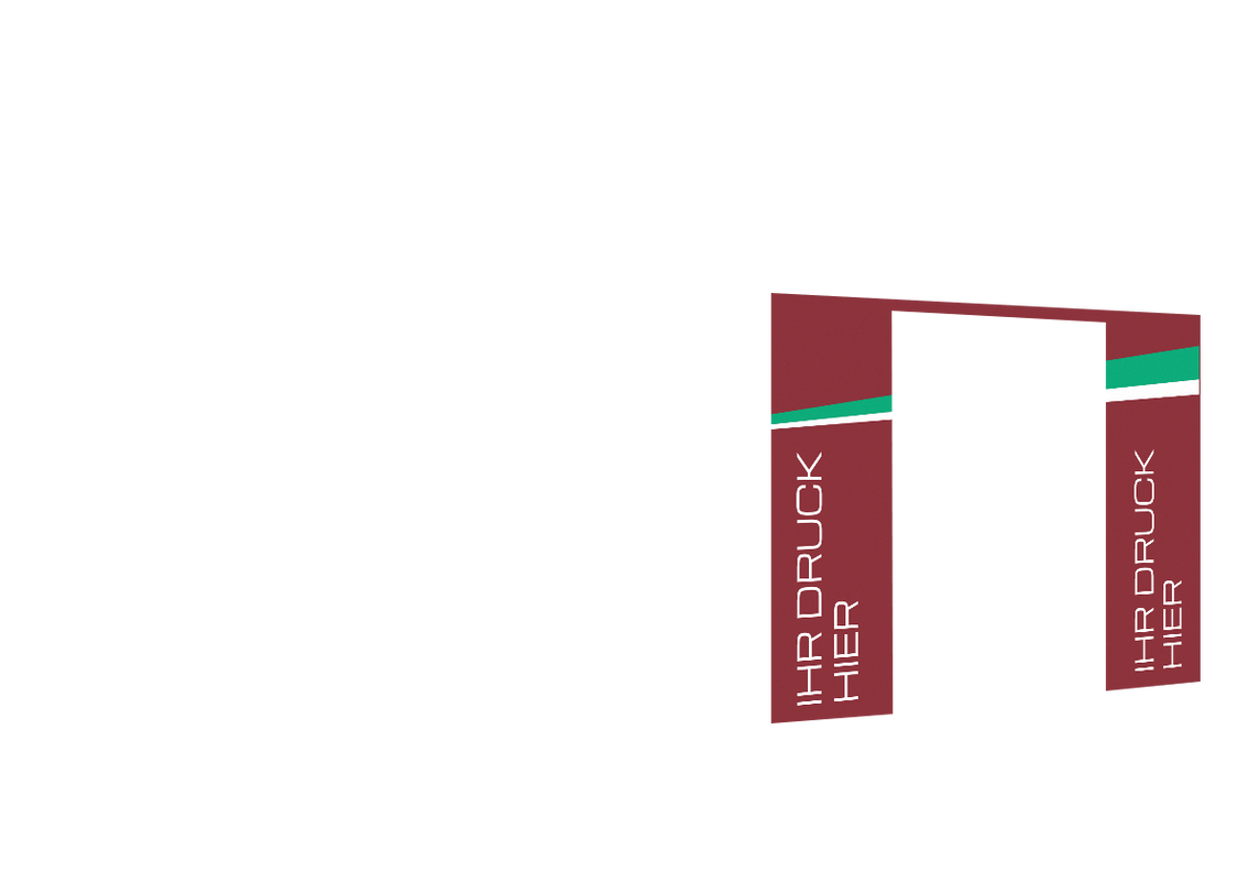 Zweite vordere Seitenwand bedruckt mit Tür für Stormtent 3x6 m Burgund in 320g/m²