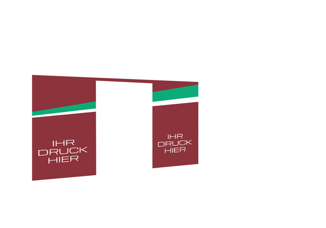 Hintere Seitenwand bedruckt mit Tür für Stormtent 3x4,5 m Burgund in 320g/m²