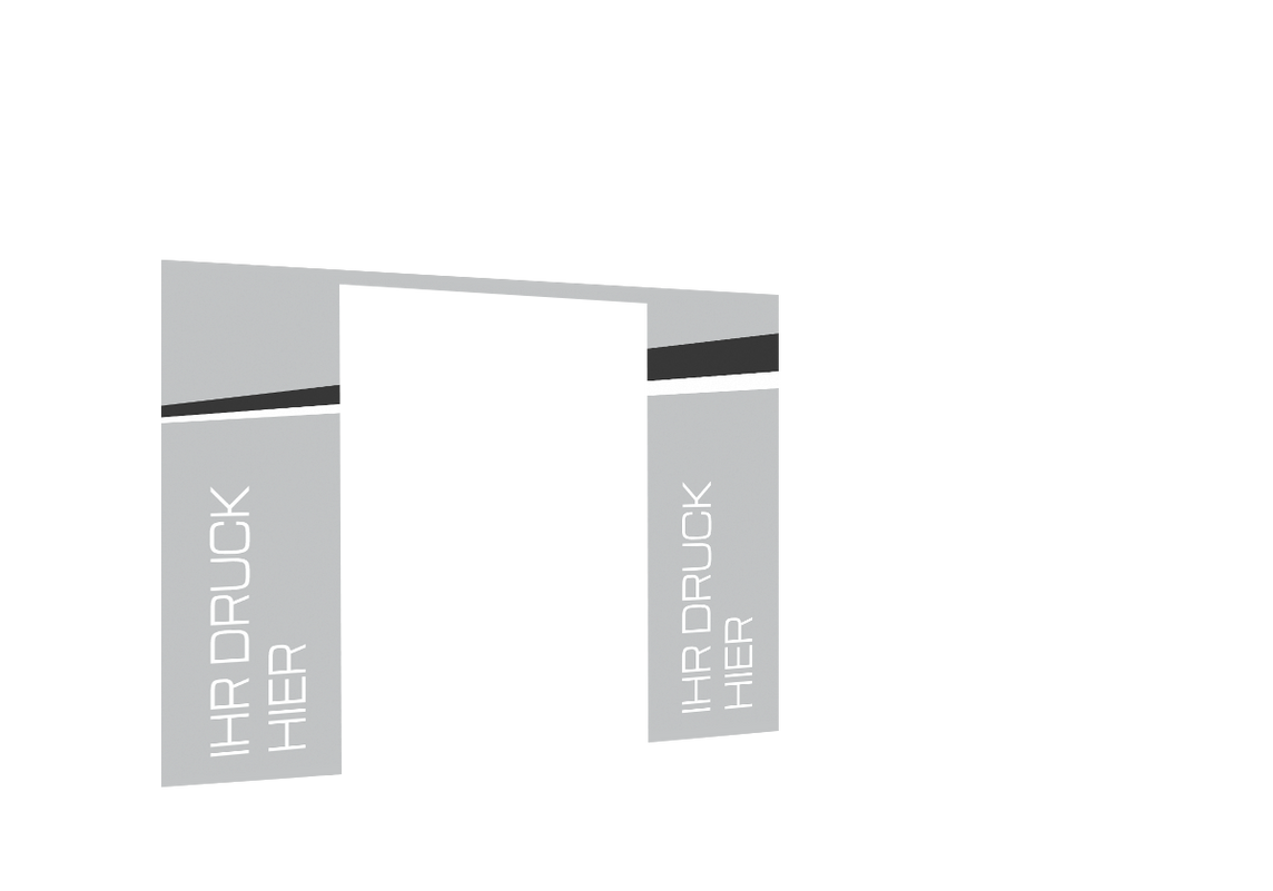 Vordere Seitenwand bedruckt mit Tür für Stormtent 3x6 m Grau in 320g/m²