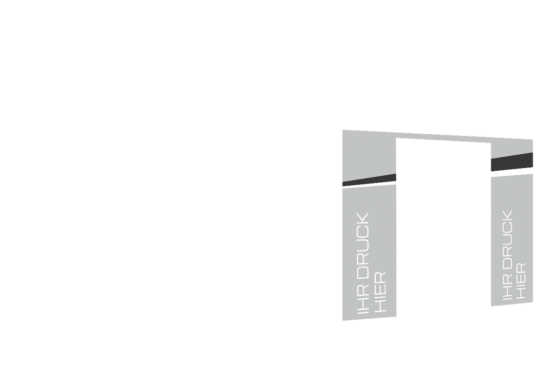 Zweite vordere Seitenwand bedruckt mit Tür für Stormtent 3x6 m Grau in 320g/m²