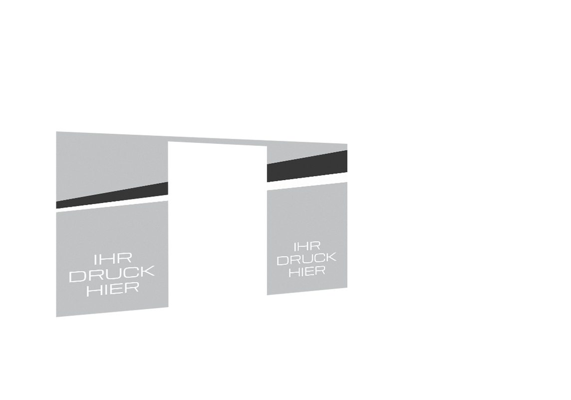 Hintere Seitenwand bedruckt mit Tür für Stormtent 3x4,5 m Grau in 320g/m²