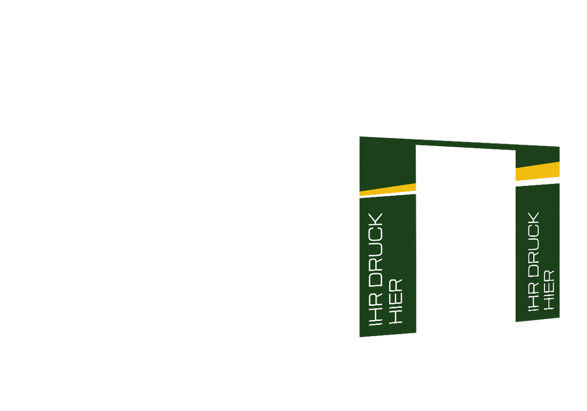 Zweite vordere Seitenwand bedruckt mit Tür für Stormtent 3x6 m Grün in 320g/m²