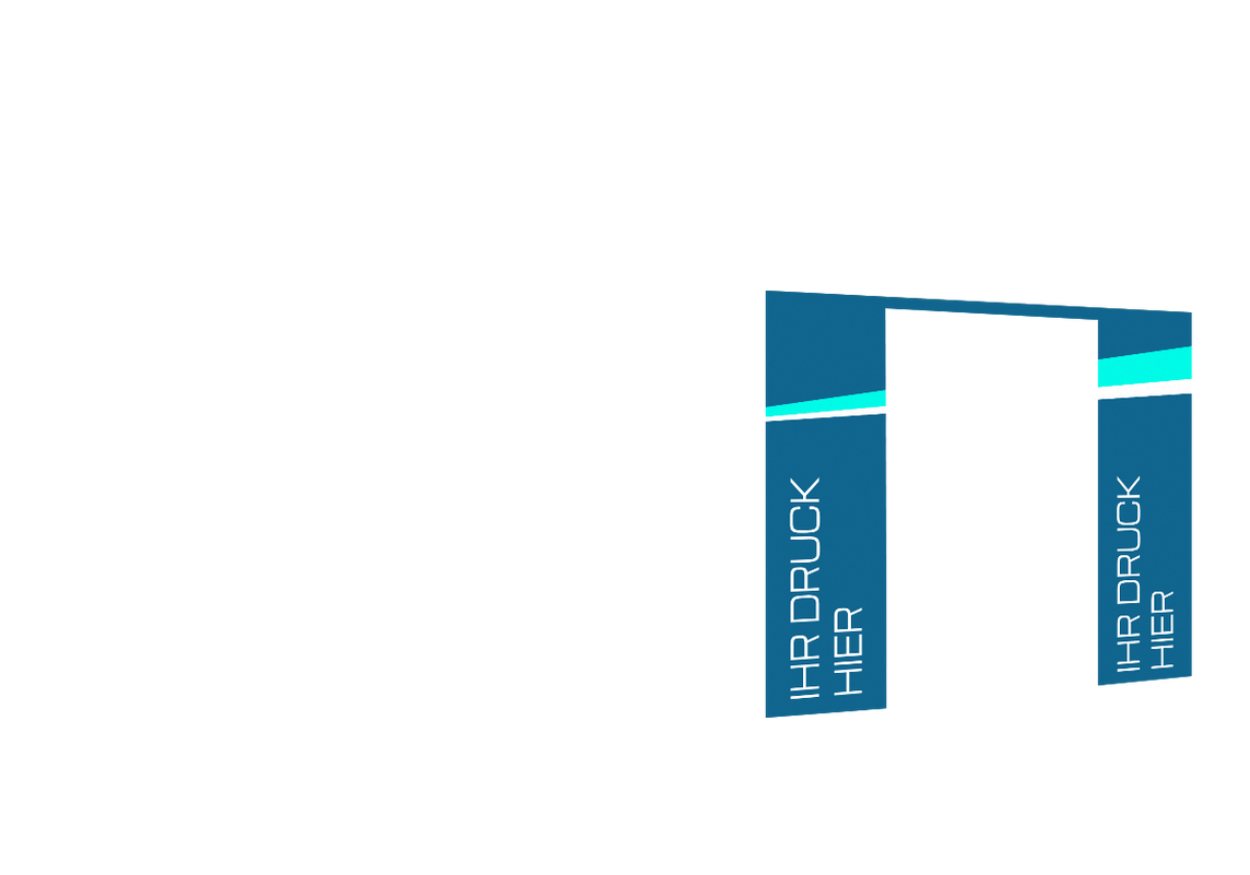 Zweite vordere Seitenwand bedruckt mit Tür für Stormtent 3x6 m Himmelblau in 320g/m²