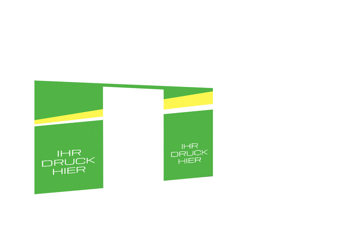 Hintere Seitenwand bedruckt mit Tür für Stormtent 3x4,5 m Lime in 320g/m²