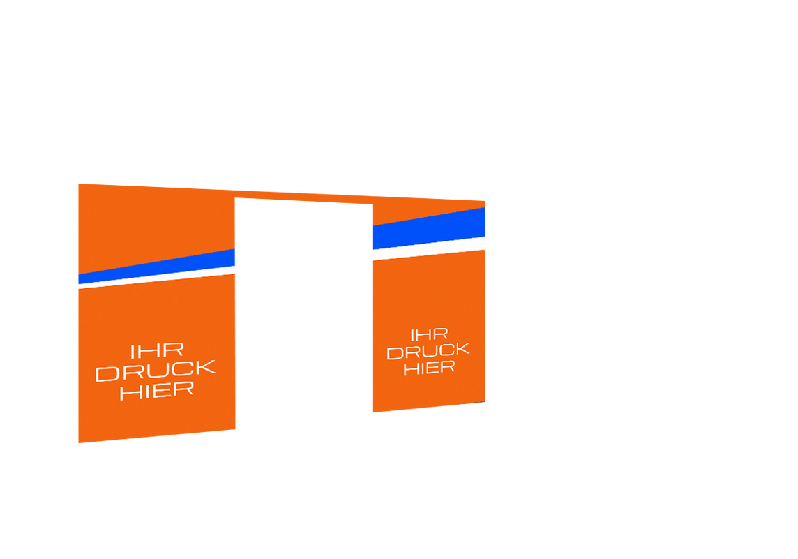 Hintere Seitenwand bedruckt mit Tür für Stormtent 3x4,5 m Orange in 320g/m²