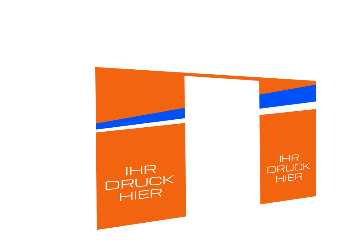 Vordere Seitenwand bedruckt mit Tür für Stormtent 3x4,5 m Orange in 320g/m²
