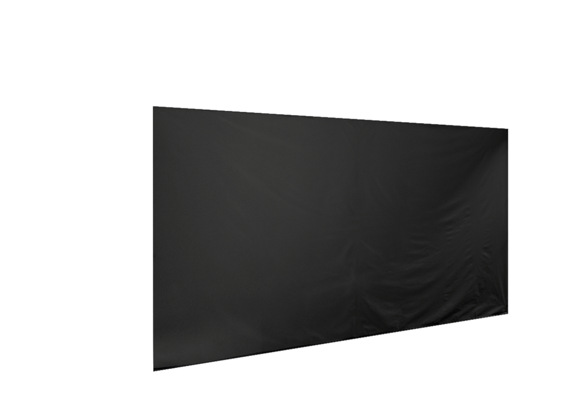 Geschlossene vordere Seitenwand für Stormtent 3x4,5 m Schwarz in 320g/m²