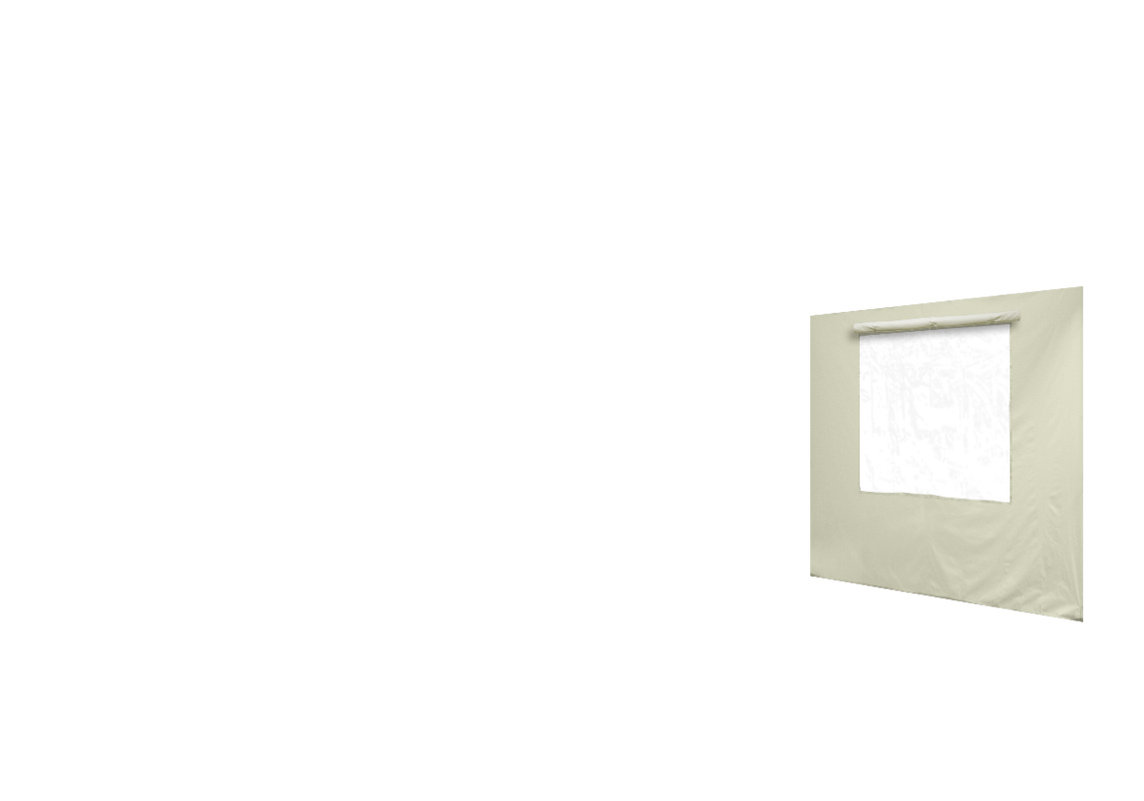 Rechte Seitenwand mit Fenster für Stormtent 3x6 m Beige in 320g/m²