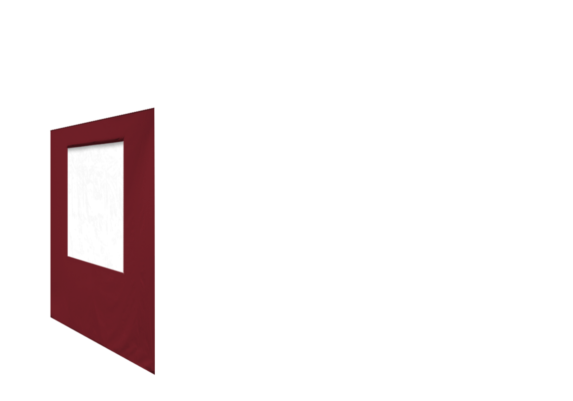 Linke Seitenwand mit Fenster für Stormtent 3x4,5 m Burgund in 320g/m²