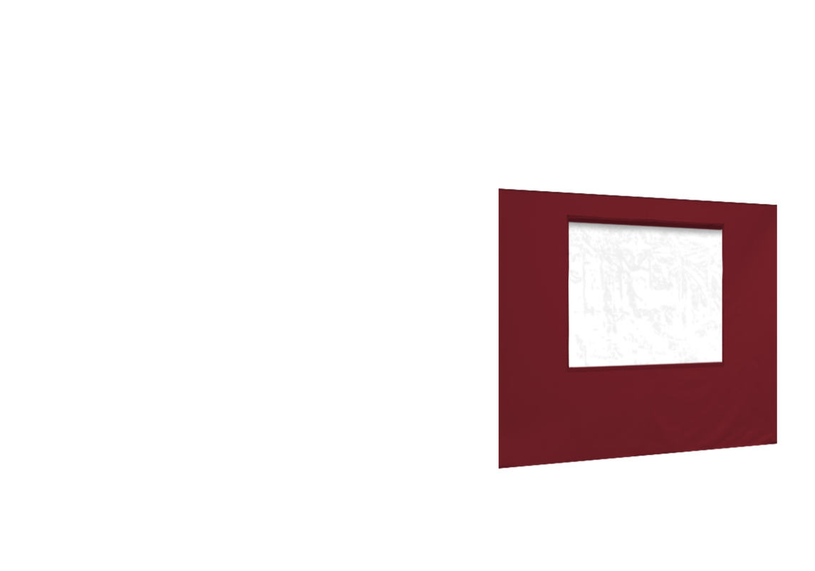 Zweite vordere Seitenwand mit Fenster für Stormtent 3x6 m Burgund in 320g/m²