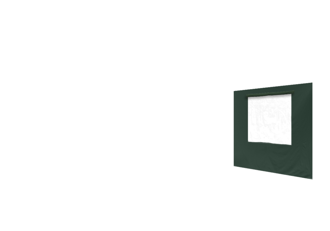 Rechte Seitenwand mit Fenster für Stormtent 3x6 m Grün in 320g/m²