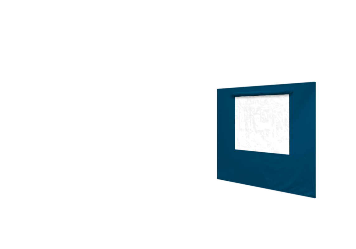 Rechte Seitenwand mit Fenster für Stormtent 3x4,5 m Himmelblau in 320g/m²