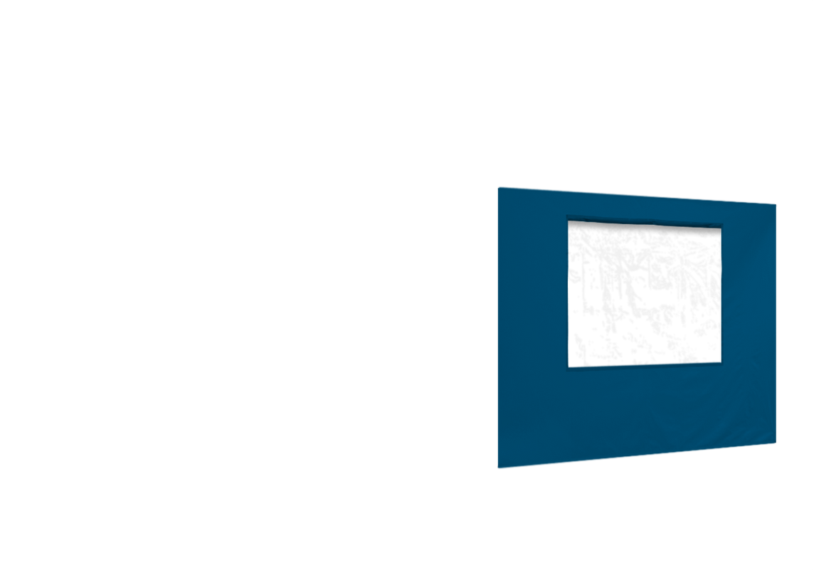 Zweite vordere Seitenwand mit Fenster für Stormtent 3x6 m Himmelblau in 320g/m²