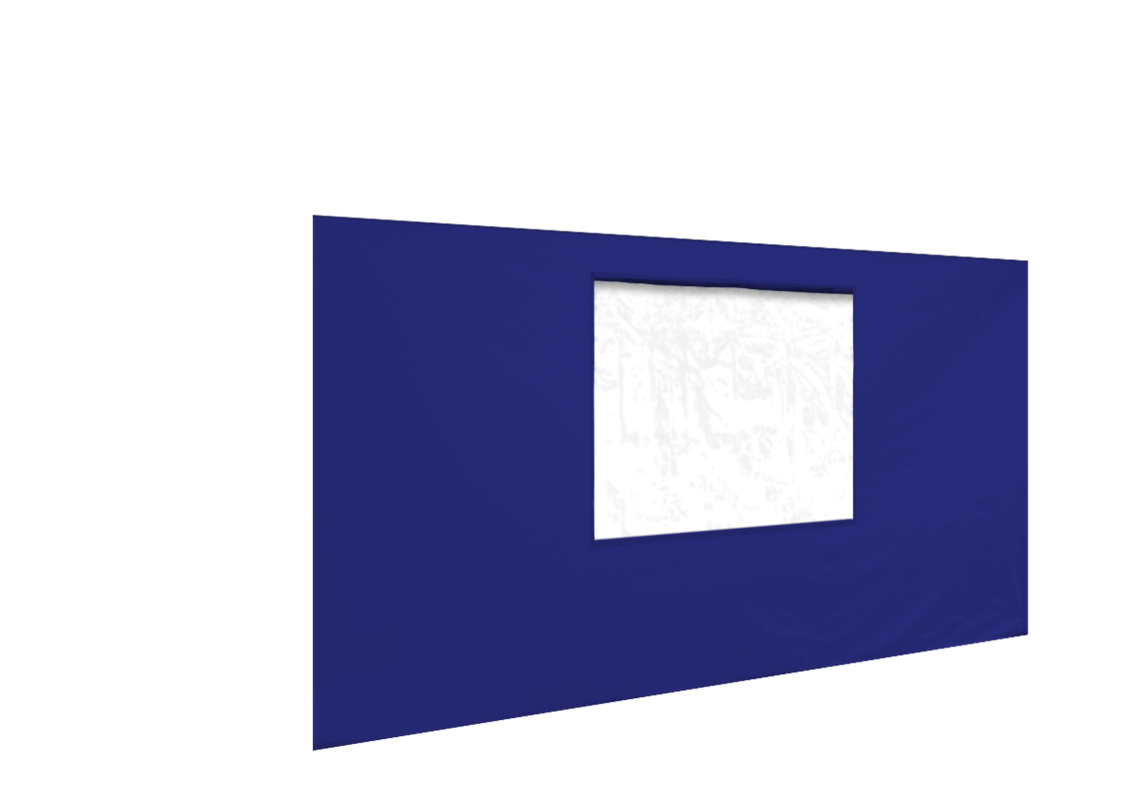 Vordere Seitenwand mit Fenster für Stormtent 3x4,5 m Königsblau in 320g/m²