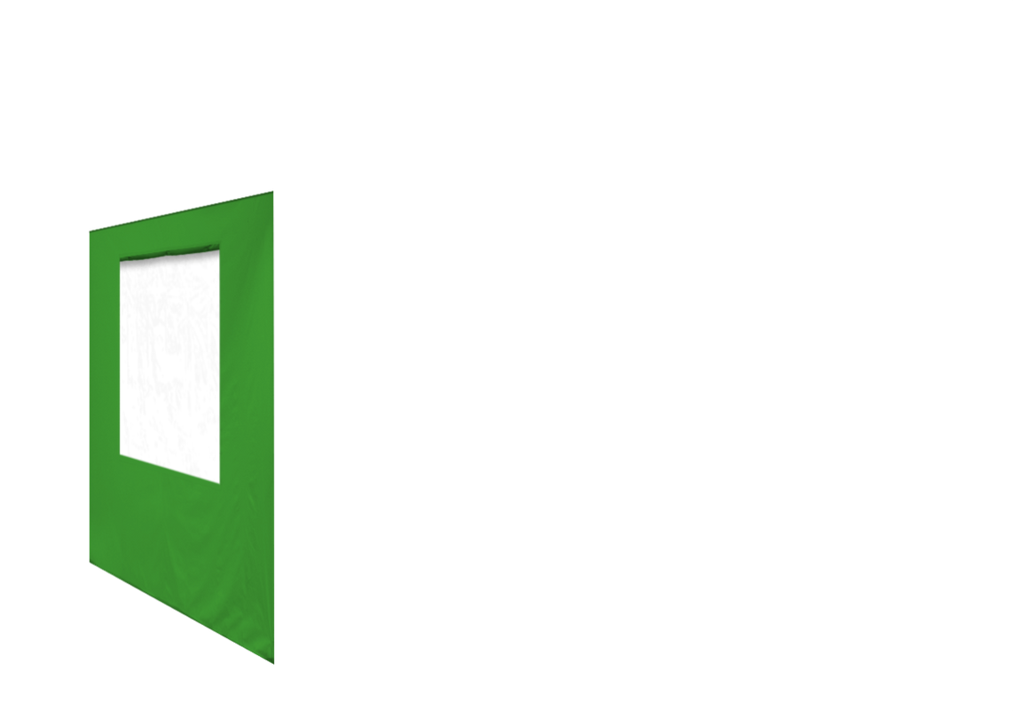 Linke Seitenwand mit Fenster für Stormtent 3x4,5 m Lime in 320g/m²