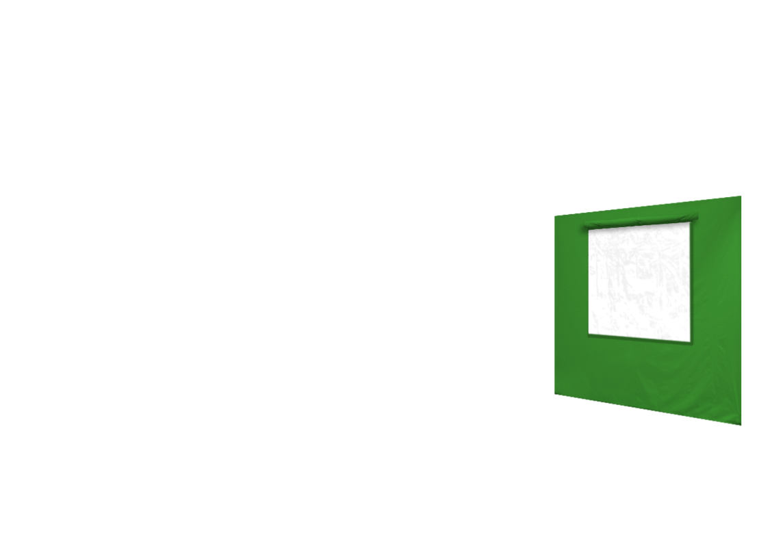 Rechte Seitenwand mit Fenster für Stormtent 3x6 m Lime in 320g/m²
