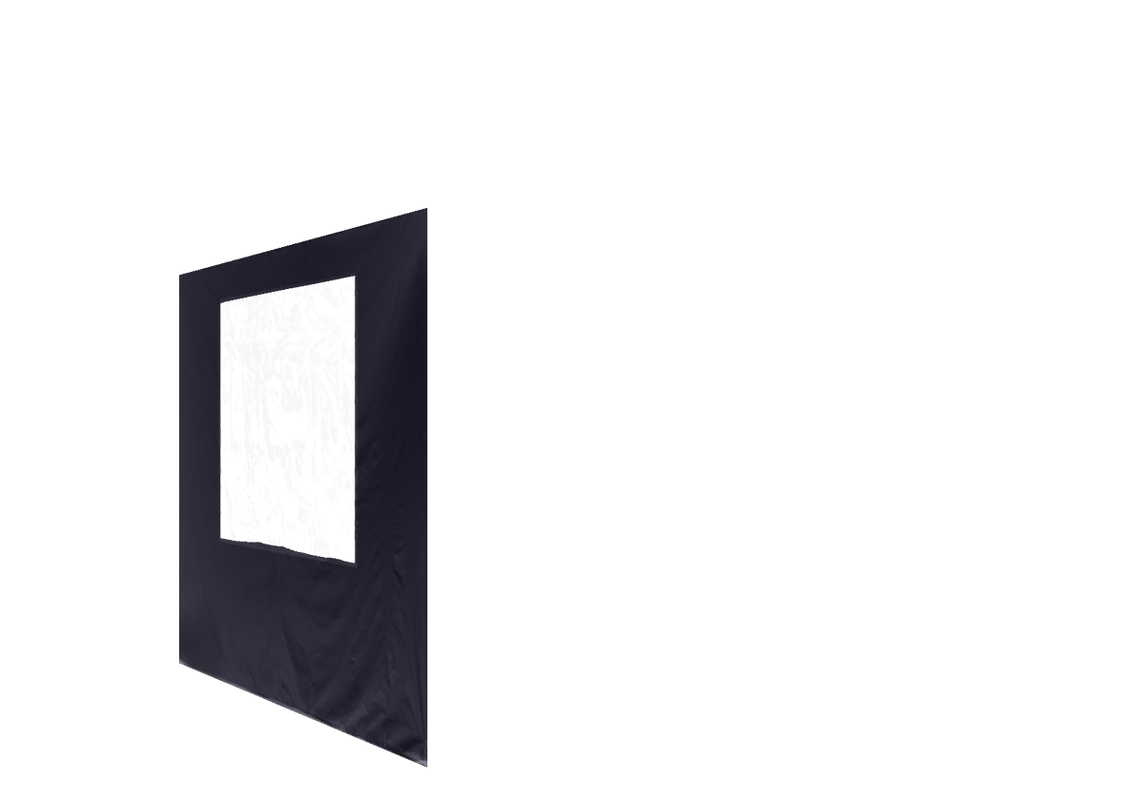 Linke Seitenwand mit Fenster für Stormtent 2x2 m Navyblau in 320g/m²
